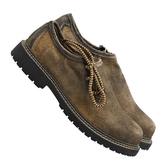 Men’s Brown Bavarian Suede Shoes Oktoberfest Outfit Traditional German Footwear - Picture 5 of 8